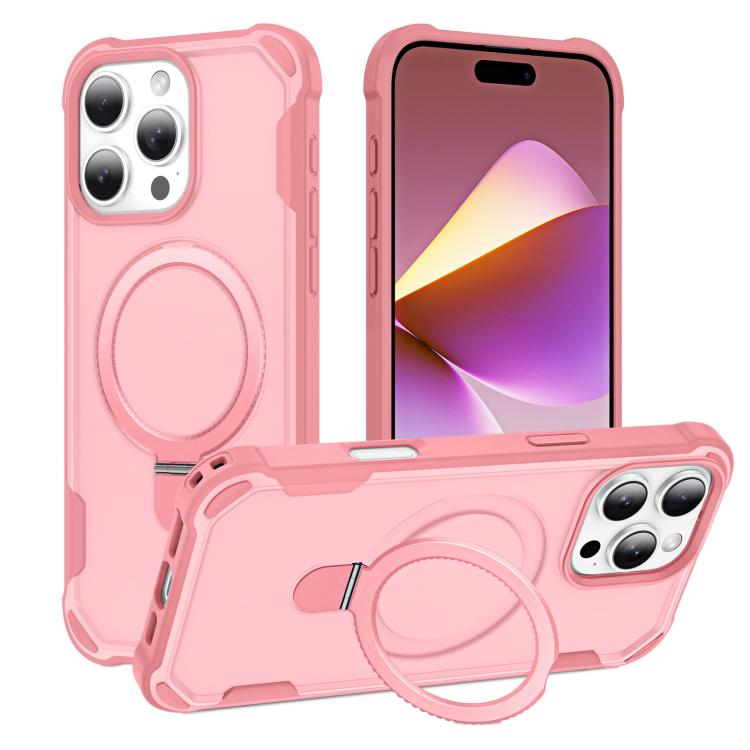 For iPhone 16 Pro Yingcai Gears MagSafe Holder Shockproof Phone Case(Pink) - iPhone 16 Pro Cases by buy2fix | Online Shopping UK | buy2fix