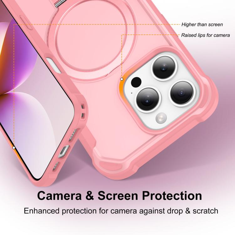 For iPhone 16 Pro Yingcai Gears MagSafe Holder Shockproof Phone Case(Pink) - iPhone 16 Pro Cases by buy2fix | Online Shopping UK | buy2fix