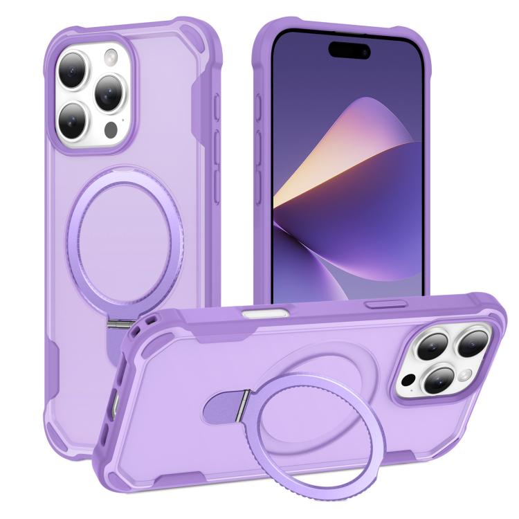 For iPhone 16 Pro Max Yingcai Gears MagSafe Holder Shockproof Phone Case(Purple) - iPhone 16 Pro Max Cases by buy2fix | Online Shopping UK | buy2fix