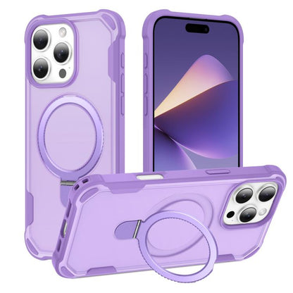 For iPhone 16 Pro Max Yingcai Gears MagSafe Holder Shockproof Phone Case(Purple) - iPhone 16 Pro Max Cases by buy2fix | Online Shopping UK | buy2fix