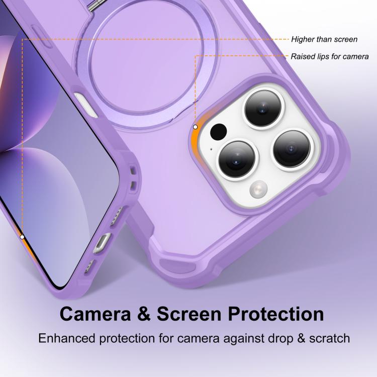 For iPhone 16 Pro Max Yingcai Gears MagSafe Holder Shockproof Phone Case(Purple) - iPhone 16 Pro Max Cases by buy2fix | Online Shopping UK | buy2fix