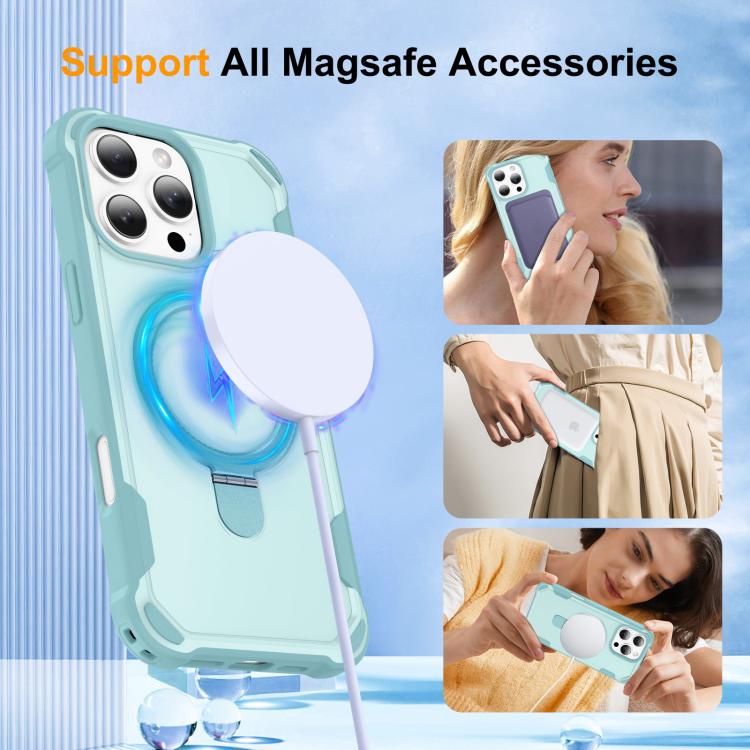 For iPhone 16 Pro Max Yingcai Gears MagSafe Holder Shockproof Phone Case(Blue) - iPhone 16 Pro Max Cases by buy2fix | Online Shopping UK | buy2fix