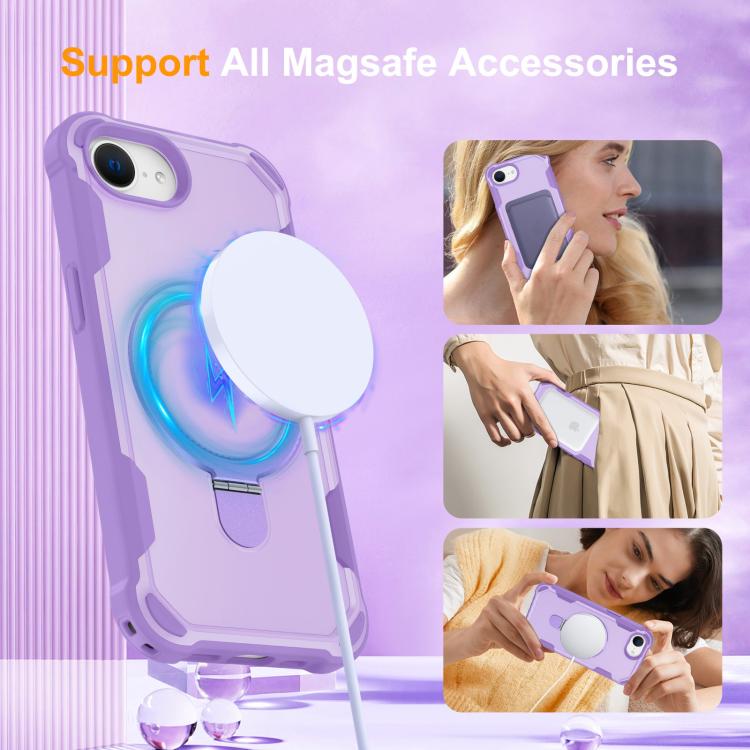For iPhone 16e Yingcai Gears MagSafe Holder Shockproof Phone Case(Purple) - iPhone 16e Cases by buy2fix | Online Shopping UK | buy2fix