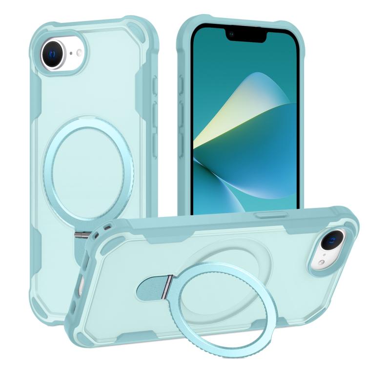 For iPhone 16e Yingcai Gears MagSafe Holder Shockproof Phone Case(Blue) - iPhone 16e Cases by buy2fix | Online Shopping UK | buy2fix