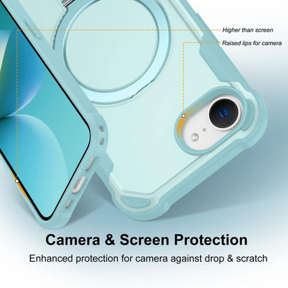 For iPhone 16e Yingcai Gears MagSafe Holder Shockproof Phone Case(Blue) - iPhone 16e Cases by buy2fix | Online Shopping UK | buy2fix
