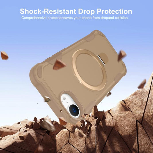 For iPhone 16e Yingcai Gears MagSafe Holder Shockproof Phone Case(Brown) - iPhone 16e Cases by buy2fix | Online Shopping UK | buy2fix