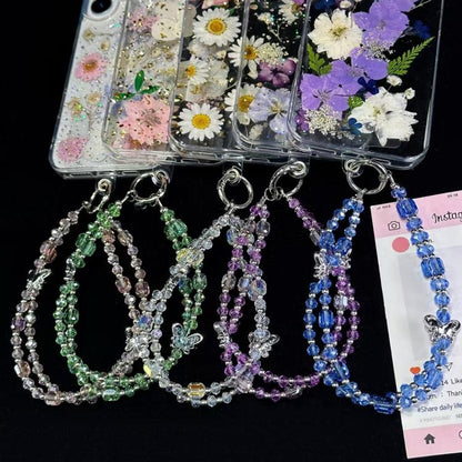 Simple Double Butterfly Phone Chain(White) - Lanyards & Wrist Straps by buy2fix | Online Shopping UK | buy2fix