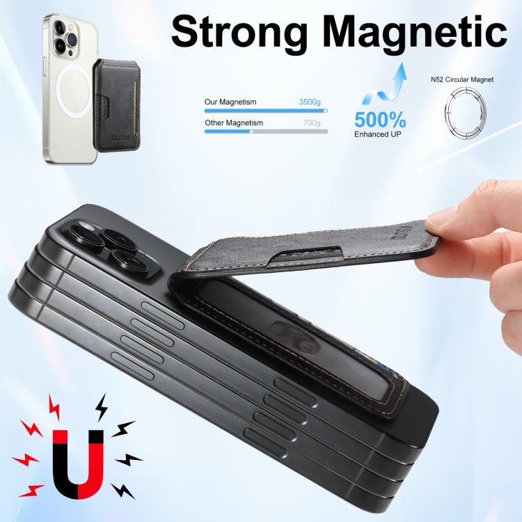 Suteni S3 Cowhide Textured MagSafe Magnetic Card Case(Blue) - Adhesive Card Holders by Suteni | Online Shopping UK | buy2fix