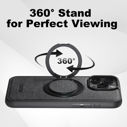 For iPhone 14 Plus Suteni G3 360 Rotation Holder MagSafe Denim Leather Back Phone Case(Black) - iPhone 14 Plus Cases by Suteni | Online Shopping UK | buy2fix