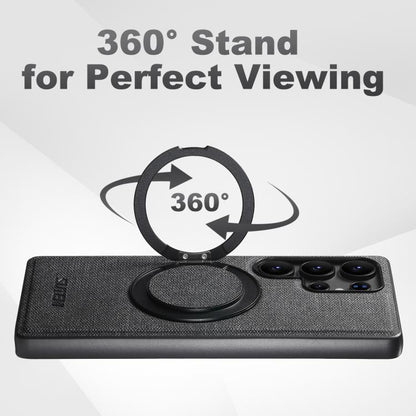 For Samsung Galaxy S24 Ultra 5G Suteni G3 Oil Wax 360 Rotation Holder MagSafe Back Phone Case(Black) - Galaxy S24 Ultra 5G Cases by Suteni | Online Shopping UK | buy2fix