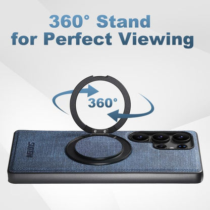 For Samsung Galaxy S24 Ultra 5G Suteni G3 Oil Wax 360 Rotation Holder MagSafe Back Phone Case(Blue) - Galaxy S24 Ultra 5G Cases by Suteni | Online Shopping UK | buy2fix