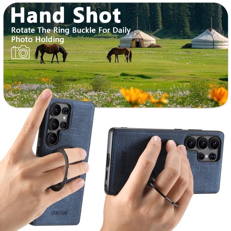 For Samsung Galaxy S24 Ultra 5G Suteni G3 Oil Wax 360 Rotation Holder MagSafe Back Phone Case(Blue) - Galaxy S24 Ultra 5G Cases by Suteni | Online Shopping UK | buy2fix