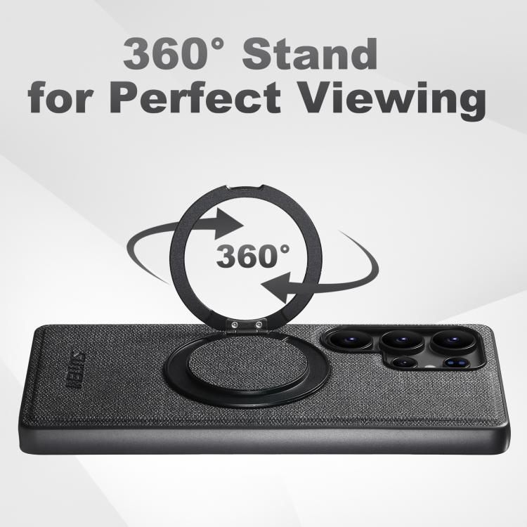 For Samsung Galaxy S23 Ultra 5G Suteni G3 Oil Wax 360 Rotation Holder MagSafe Back Phone Case(Black) - Galaxy S23 Ultra 5G Cases by Suteni | Online Shopping UK | buy2fix