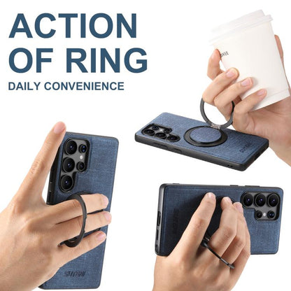 For Samsung Galaxy S23 Ultra 5G Suteni G3 Oil Wax 360 Rotation Holder MagSafe Back Phone Case(Blue) - Galaxy S23 Ultra 5G Cases by Suteni | Online Shopping UK | buy2fix