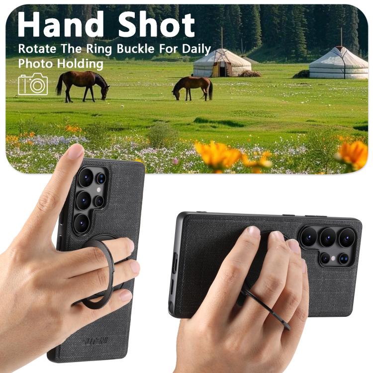 For Samsung Galaxy S22 Ultra 5G Suteni G3 Oil Wax 360 Rotation Holder MagSafe Back Phone Case(Blue) - Galaxy S22 Ultra 5G Cases by Suteni | Online Shopping UK | buy2fix