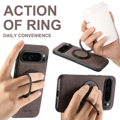 For Google Pixel 10 Suteni G3 360 Rotation Holder MagSafe Denim Leather Back Phone Case(Brown) - Google Cases by Suteni | Online Shopping UK | buy2fix