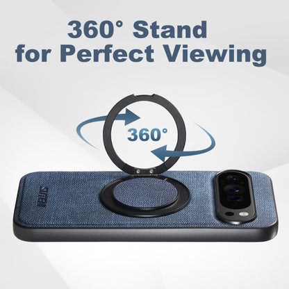 For Google Pixel 10 Suteni G3 360 Rotation Holder MagSafe Denim Leather Back Phone Case(Blue) - Google Cases by Suteni | Online Shopping UK | buy2fix