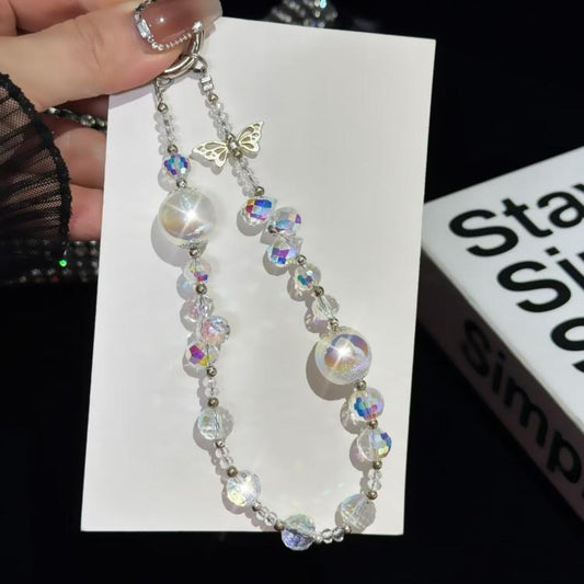 Heidi Beads Bow Pendant Mobile Phone String(White) - Lanyards & Wrist Straps by buy2fix | Online Shopping UK | buy2fix