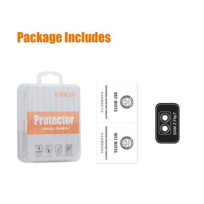 For Samsung Galaxy Z Flip7 ENKAY Hat-Prince 9H Rear Camera Lens Aluminium Alloy Tempered Glass Film(Gold) - Galaxy Z Flip7 5G Tempered Glass by ENKAY | Online Shopping UK | buy2fix