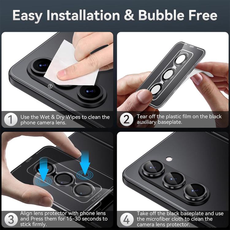 For Samsung Galaxy Z Fold7 ENKAY Hat-Prince 9H Rear Camera Lens Aluminium Alloy Tempered Glass Film(Black) - Galaxy Z Fold7 5G Tempered Glass by ENKAY | Online Shopping UK | buy2fix