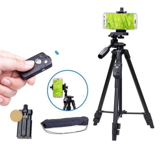 YUNTENG 5208 Professional Tripod Stand with BT Remote For DSLR SLR Camera Phone - Tripods by YUNTENG | Online Shopping UK | buy2fix