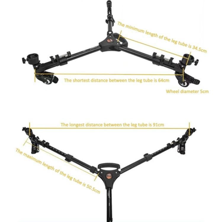 YUNTENG 900L DV Camera Photography Tripod Base Stand Universal Folding 3 Wheels Pulley - Other Accessories by YUNTENG | Online Shopping UK | buy2fix