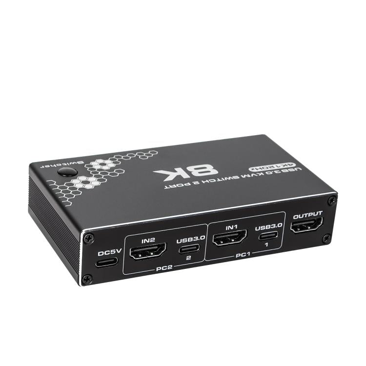 K1 2 Ports HDCP 2.3 RJ45 USB 3.0 Hubs Adapter 4K 120Hz HDMI 2.0b USB-C KVM Switch(Black) - Switch by buy2fix | Online Shopping UK | buy2fix