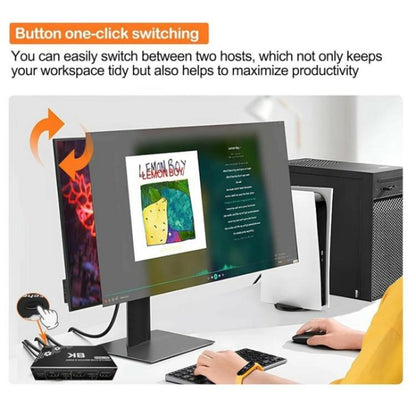 K1 2 Ports HDCP 2.3 RJ45 USB 3.0 Hubs Adapter 4K 120Hz HDMI 2.0b USB-C KVM Switch(Black) - Switch by buy2fix | Online Shopping UK | buy2fix