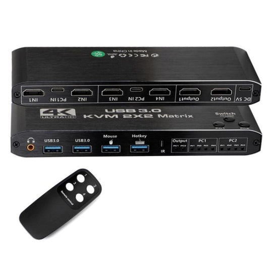K3-1 4K 60Hz USB 3.0 Dual Screen Display Extender HDMI Matrix 2x2 KVM Switch - Adapter by buy2fix | Online Shopping UK | buy2fix
