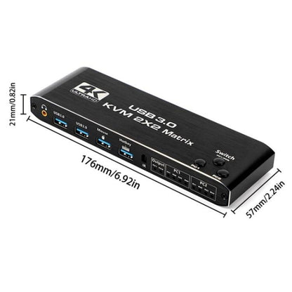 K3-1 4K 60Hz USB 3.0 Dual Screen Display Extender HDMI Matrix 2x2 KVM Switch - Adapter by buy2fix | Online Shopping UK | buy2fix