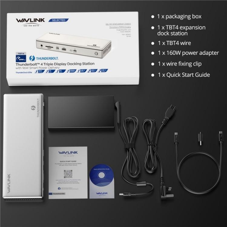 WAVLINK UTD45 96W Charging 8K / 4K Display Thunderbolt 4 Docking Station 13-in-1 Hub(US Plug) - HUB with Lan adapter by WAVLINK | Online Shopping UK | buy2fix