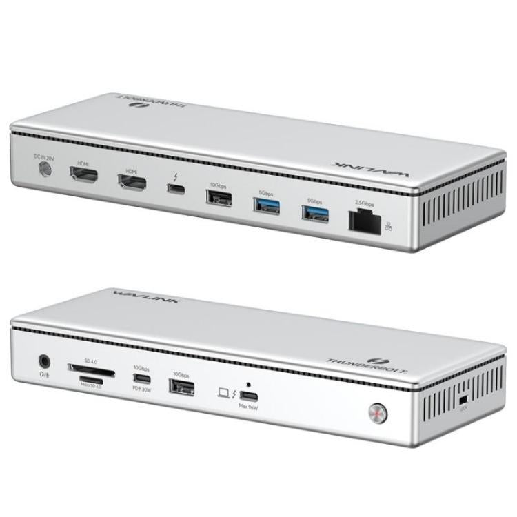 WAVLINK UTD45 96W Charging 8K / 4K Display Thunderbolt 4 Docking Station 13-in-1 Hub(EU Plug) - HUB with Lan adapter by WAVLINK | Online Shopping UK | buy2fix
