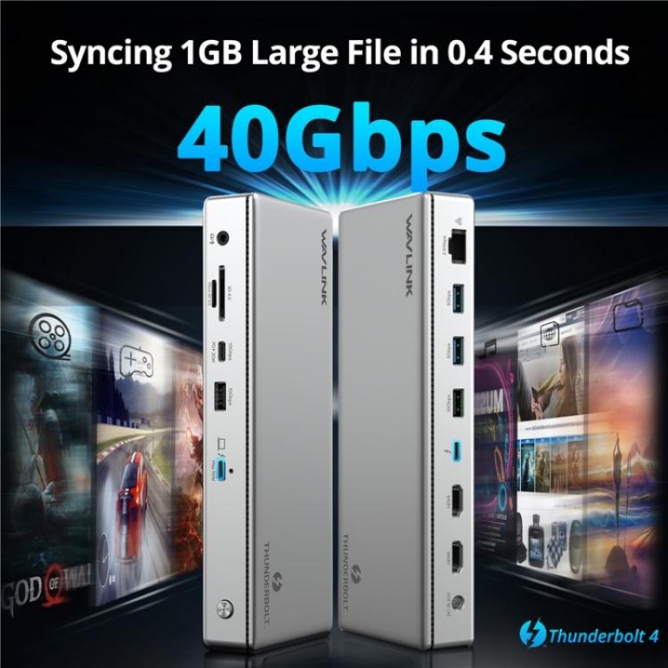 WAVLINK UTD45 96W Charging 8K / 4K Display Thunderbolt 4 Docking Station 13-in-1 Hub(AU Plug) - HUB with Lan adapter by WAVLINK | Online Shopping UK | buy2fix