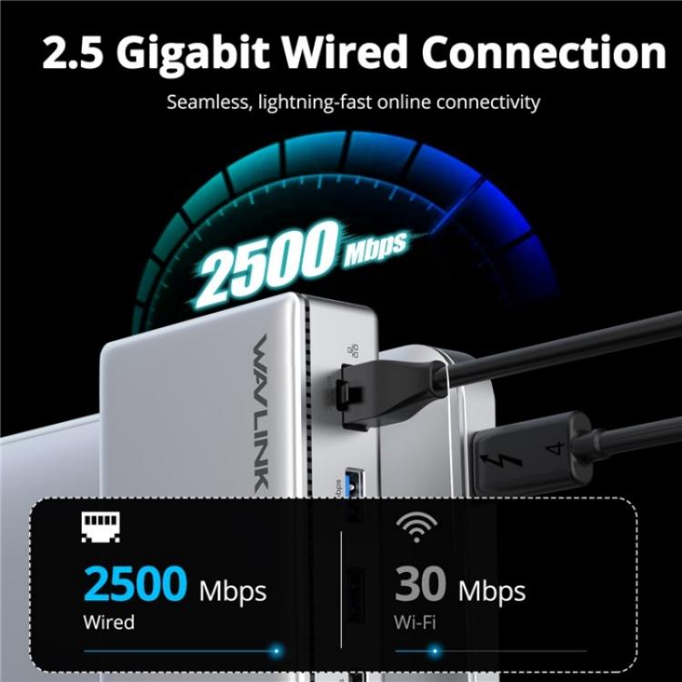 WAVLINK UTD45 96W Charging 8K / 4K Display Thunderbolt 4 Docking Station 13-in-1 Hub(US Plug) - HUB with Lan adapter by WAVLINK | Online Shopping UK | buy2fix