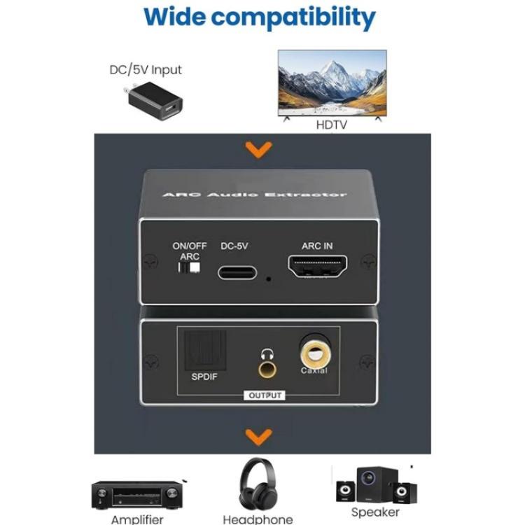 ARC HDTV Speaker Audio Extractor Converter, ARC to SPDIF Coaxial 3.5mm Jack - Converter by buy2fix | Online Shopping UK | buy2fix