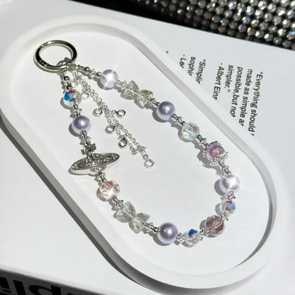 Asteroid Pearl Mobile Phone Chain(Purple) - Lanyards & Wrist Straps by buy2fix | Online Shopping UK | buy2fix