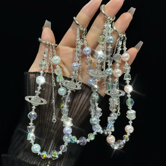 Asteroid Pearl Mobile Phone Chain(White) - Lanyards & Wrist Straps by buy2fix | Online Shopping UK | buy2fix