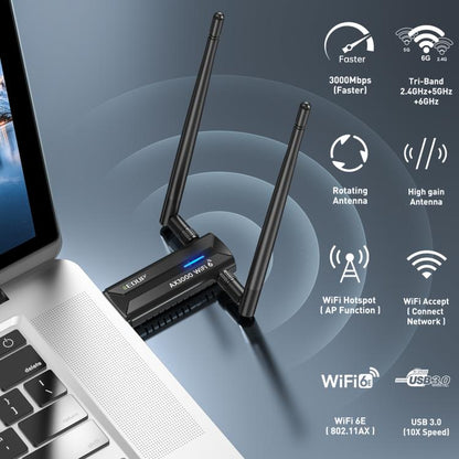 EDUP EP-AX1672 AX3000 USB 3.0 Wireless WiFi 6E Adapter 802.11g High Power Wireless USB Adapter 2.4GHz & 5GHz & 6GHz with Chipset MT7621AU - USB Network Adapter by EDUP | Online Shopping UK | buy2fix