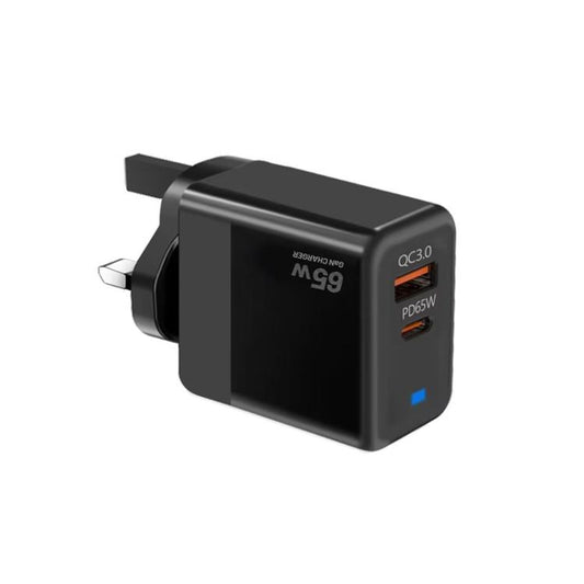 GaN PD 45W + QC3.0 USB Fully Compatible Protocol Charger for MacBook，UK Plug(Black) - Cable & Adapter by buy2fix | Online Shopping UK | buy2fix