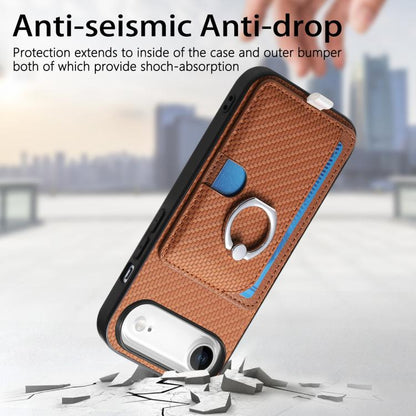 For iPhone Air Carbon Fiber Ring Side Insert Card Bag MagSafe Phone Case(Brown) - iPhone Air Cases by buy2fix | Online Shopping UK | buy2fix