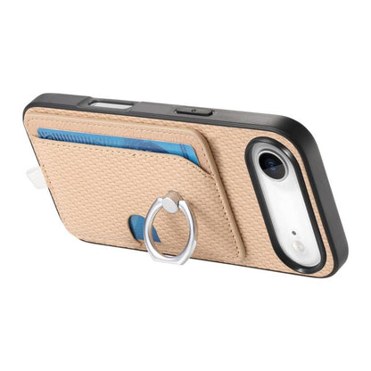 For iPhone Air Carbon Fiber Ring Side Insert Card Bag MagSafe Phone Case(Khaki) - iPhone Air Cases by buy2fix | Online Shopping UK | buy2fix