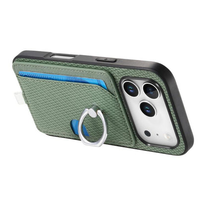 For iPhone 17 Pro Max Carbon Fiber Ring Side Insert Card Bag MagSafe Phone Case(Green) - iPhone 17 Pro Max Cases by buy2fix | Online Shopping UK | buy2fix