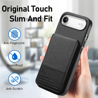 For iPhone Air Twill Fabric Leather Vertical Flip RFID Card Bag Phone Case(Black) - iPhone Air Cases by buy2fix | Online Shopping UK | buy2fix