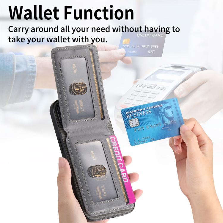 For iPhone Air Twill Fabric Leather Vertical Flip RFID Card Bag Phone Case(Gray) - iPhone Air Cases by buy2fix | Online Shopping UK | buy2fix