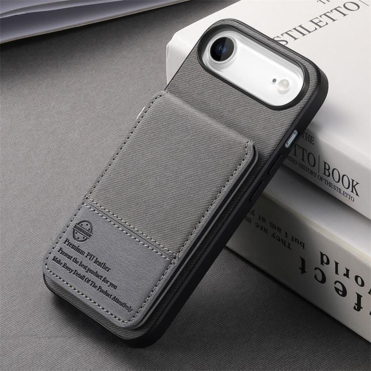 For iPhone Air Twill Fabric Leather Vertical Flip RFID Card Bag Phone Case(Gray) - iPhone Air Cases by buy2fix | Online Shopping UK | buy2fix