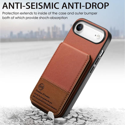 For iPhone Air Twill Fabric Leather Vertical Flip RFID Card Bag Phone Case(Brown) - iPhone Air Cases by buy2fix | Online Shopping UK | buy2fix