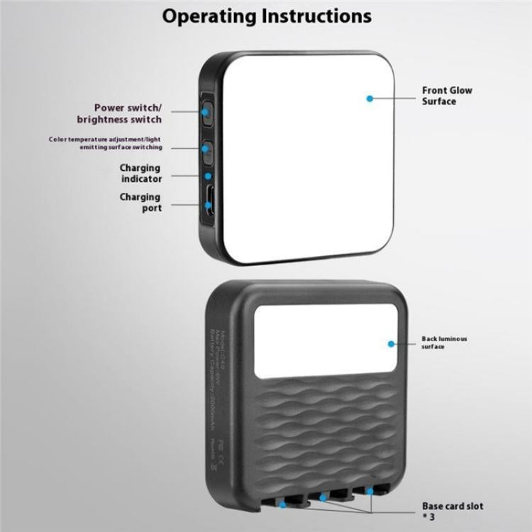 C49 Dual Side Fill Light Mini Portable 3 Color Temperatures Photography Video Light - Selfie Light by buy2fix | Online Shopping UK | buy2fix