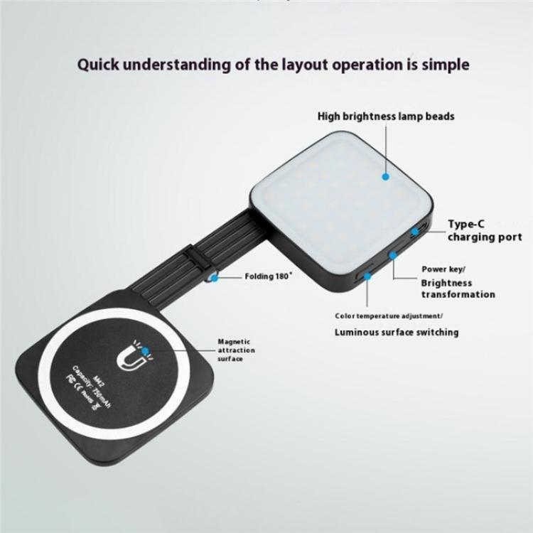M42 Double-Sided Lighting Fill Light MagSafe Magnetic Phone Selfie Beauty Lamp(Black) - Selfie Light by buy2fix | Online Shopping UK | buy2fix
