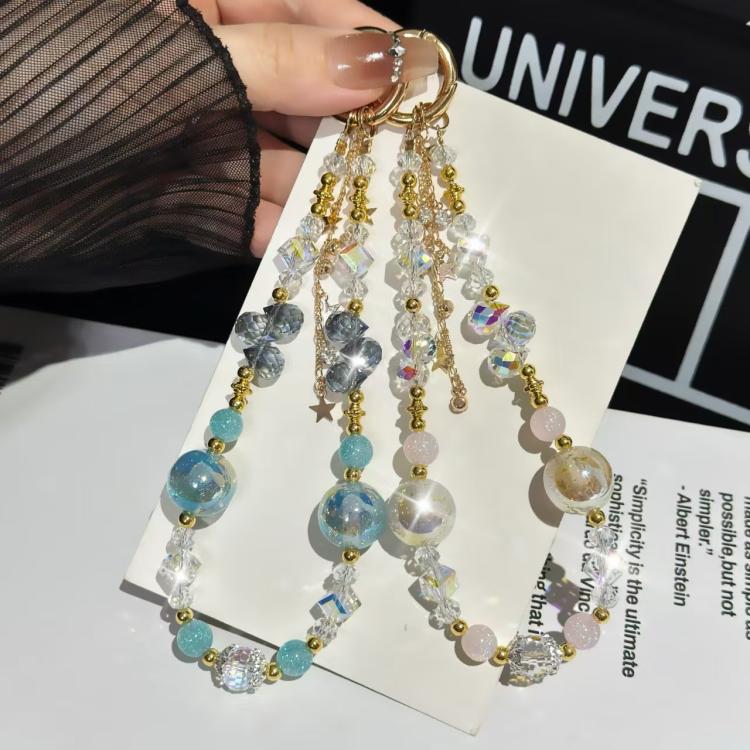 Heidi Beads Star Pendant Mobile Phone Chain(Pink And White) - Lanyards & Wrist Straps by buy2fix | Online Shopping UK | buy2fix