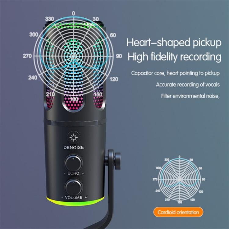 SU8 RGB Light Noise Reduction Desktop Microphone for Live Streaming / Recording / Gaming - Microphone by buy2fix | Online Shopping UK | buy2fix